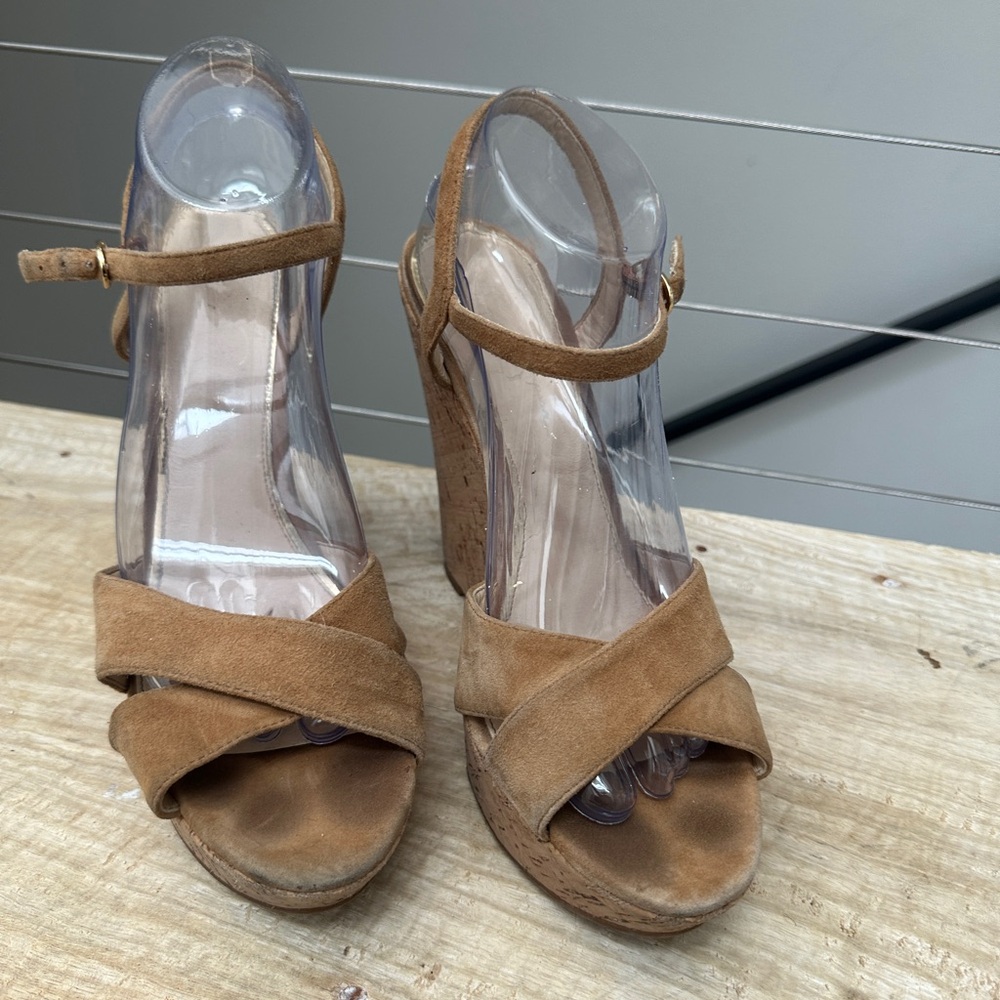 Jessica Simpson tan ankle strap wedge heel summer formal event party size 9 - Picture 4 of 11
